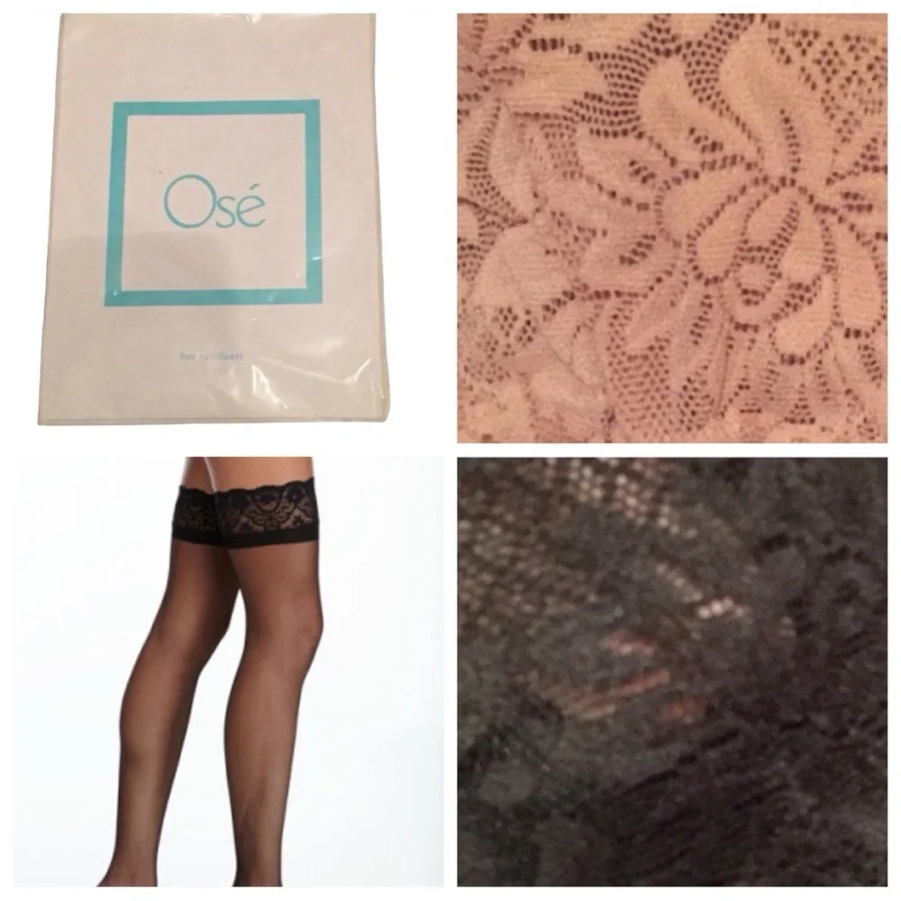 Stockings by OSE Nude‎ OR Black, For Use with Garters, Made in Italy, NEW